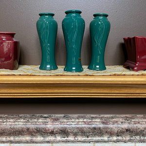3 Haeger Vases 8.5" Ribbon Design on front / Tropi